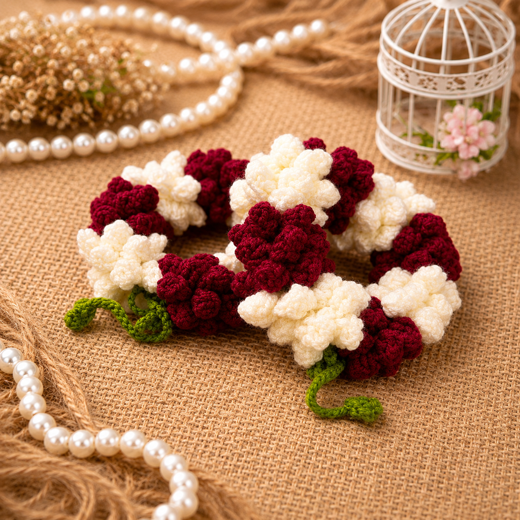 Bunai Red and White Gajra