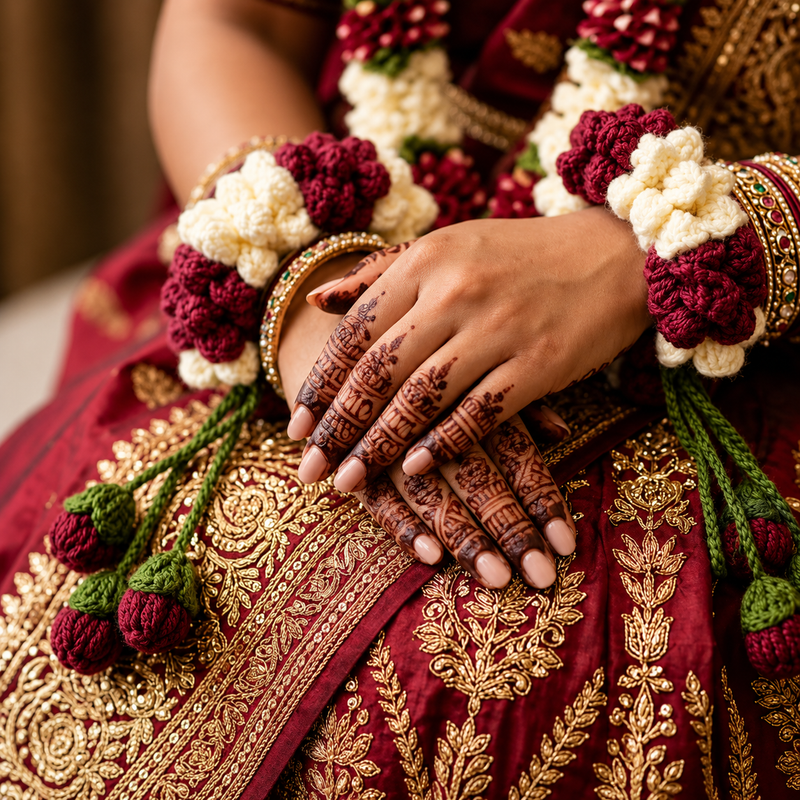 Bunai Red and White Gajra